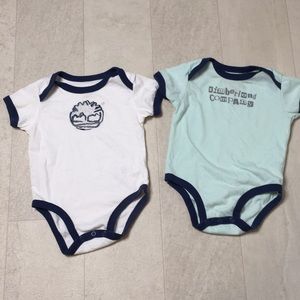 Timberland Bodysuits Sz 6-9 Months White Aqua